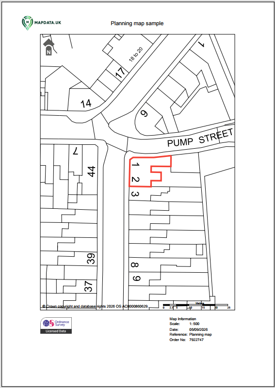 Ordnance Survey MasterMap data on planning template